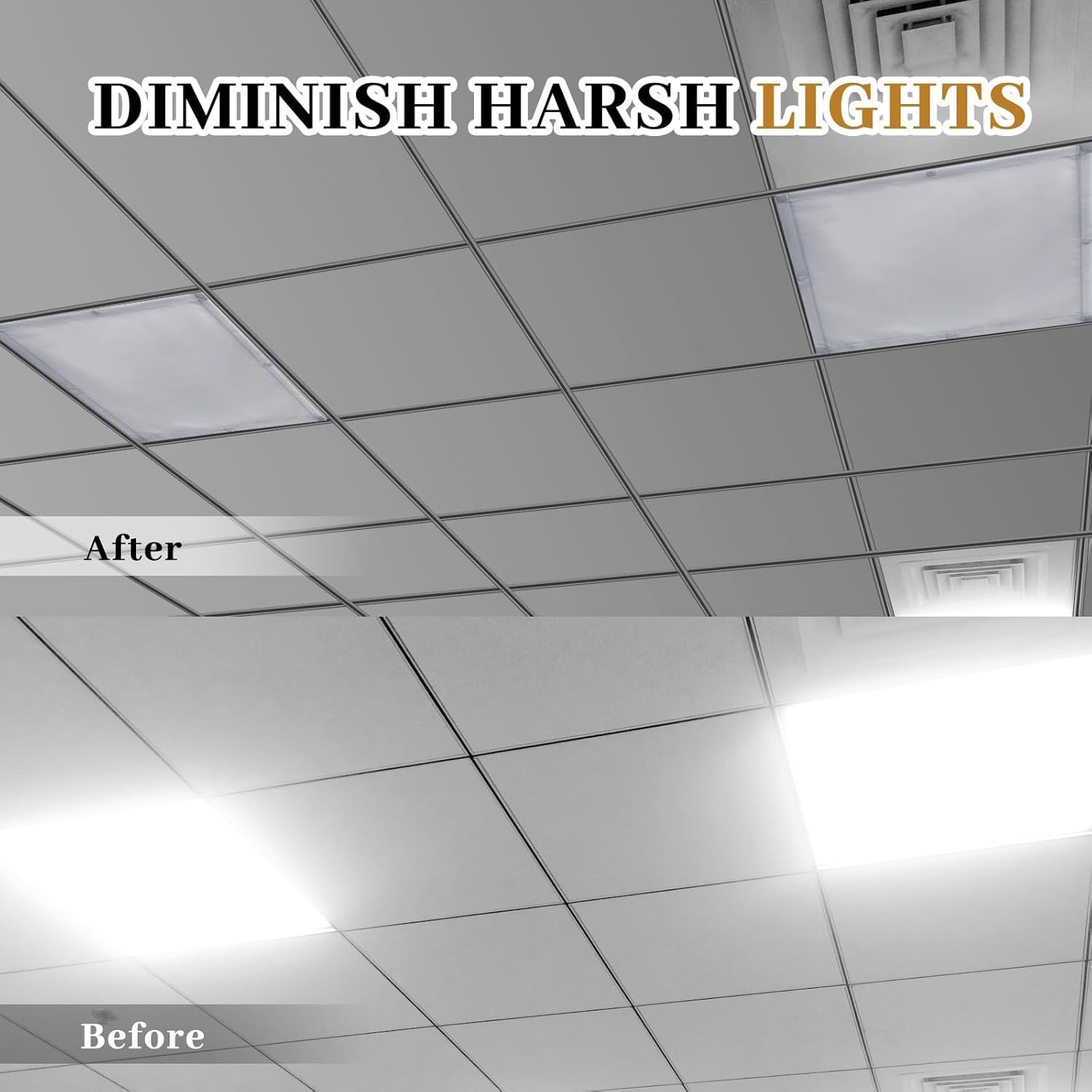 VIHOSE 4 Pcs 2 x 2 Feet Fluorescent Light Covers for Ceiling Lights Classroom Magnetic Light Filters for Reducing Harsh Glare Flicker for Office Classroom Home Drop Ceiling(Solid Style)