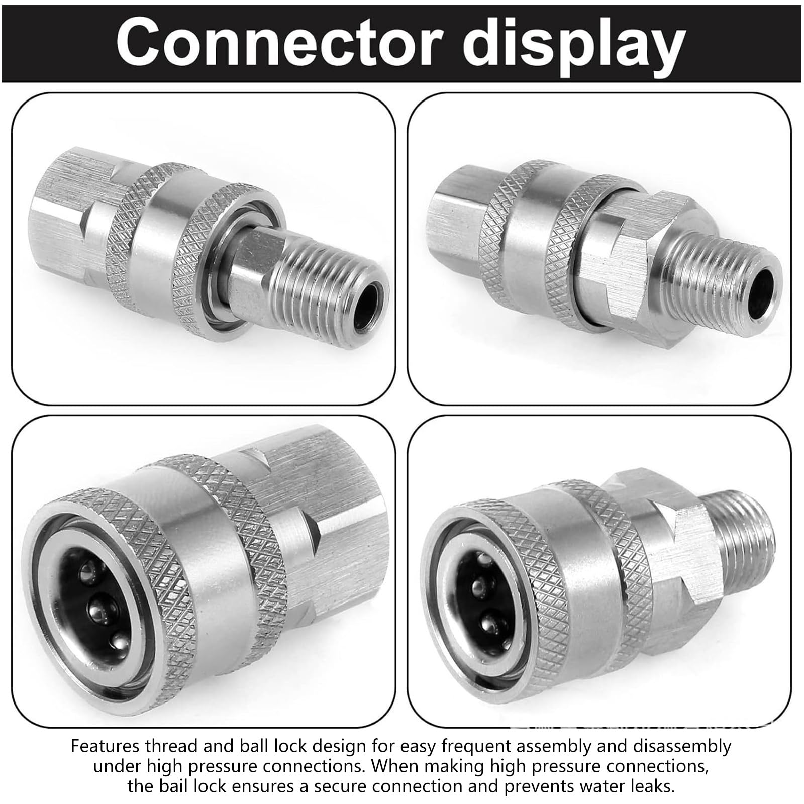 12 Piezas de Accesorios de desconexión rápida de 3/8 Pulgadas, Conectores de arandela de presión de Acero Inoxidable para Limpieza de jardín y, Acoplamiento rápido