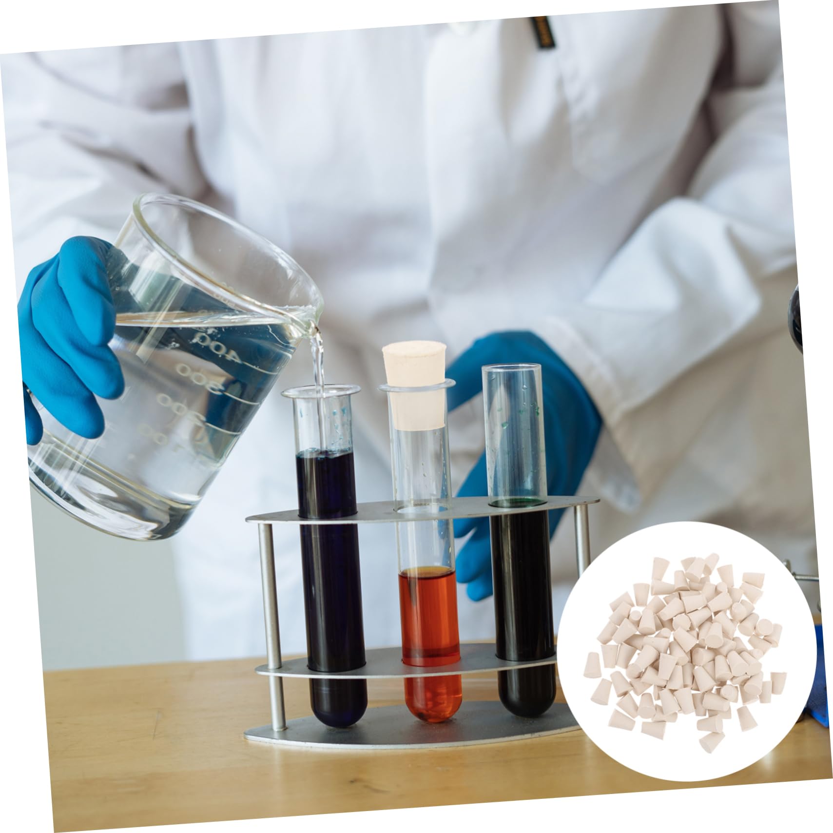 KICHOUSE 100 Pcs Rubber Stopper Tapered Cork Stopper Bottle Plugs Test Tube Sealing Plug Test Tube Stopper Lab Stopper Bung Plug Stopper Test Tube Bung Tapered Flask Sealing Plug White