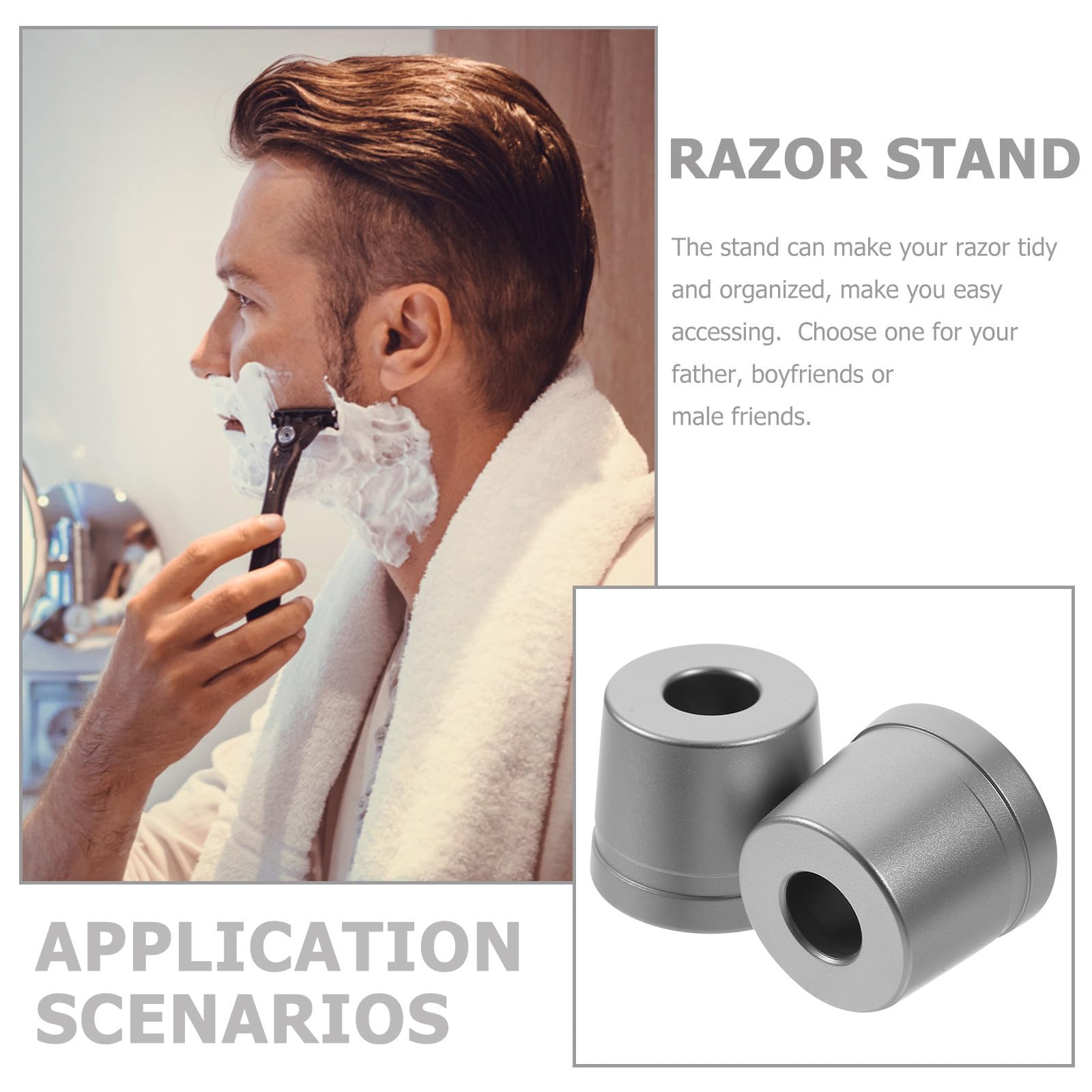 Operitacx 10 Pezzi Porta Rasoio di Sicurezza in Alluminio Nero, Base | Finitura Liscia senza Bave, Facile da Pulire, Supporto Leggero Base Antiscivolo per Bagno e Barberia