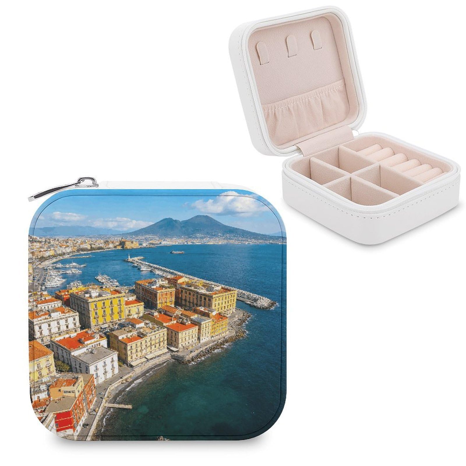 LZQPOEAS Naples Jewelry Box, PU Patterned Storage Case, Portable Travel Jewelry Organizer Box for Storing Rings, Pendants, Earrings, Necklaces, And Women's Specialized
