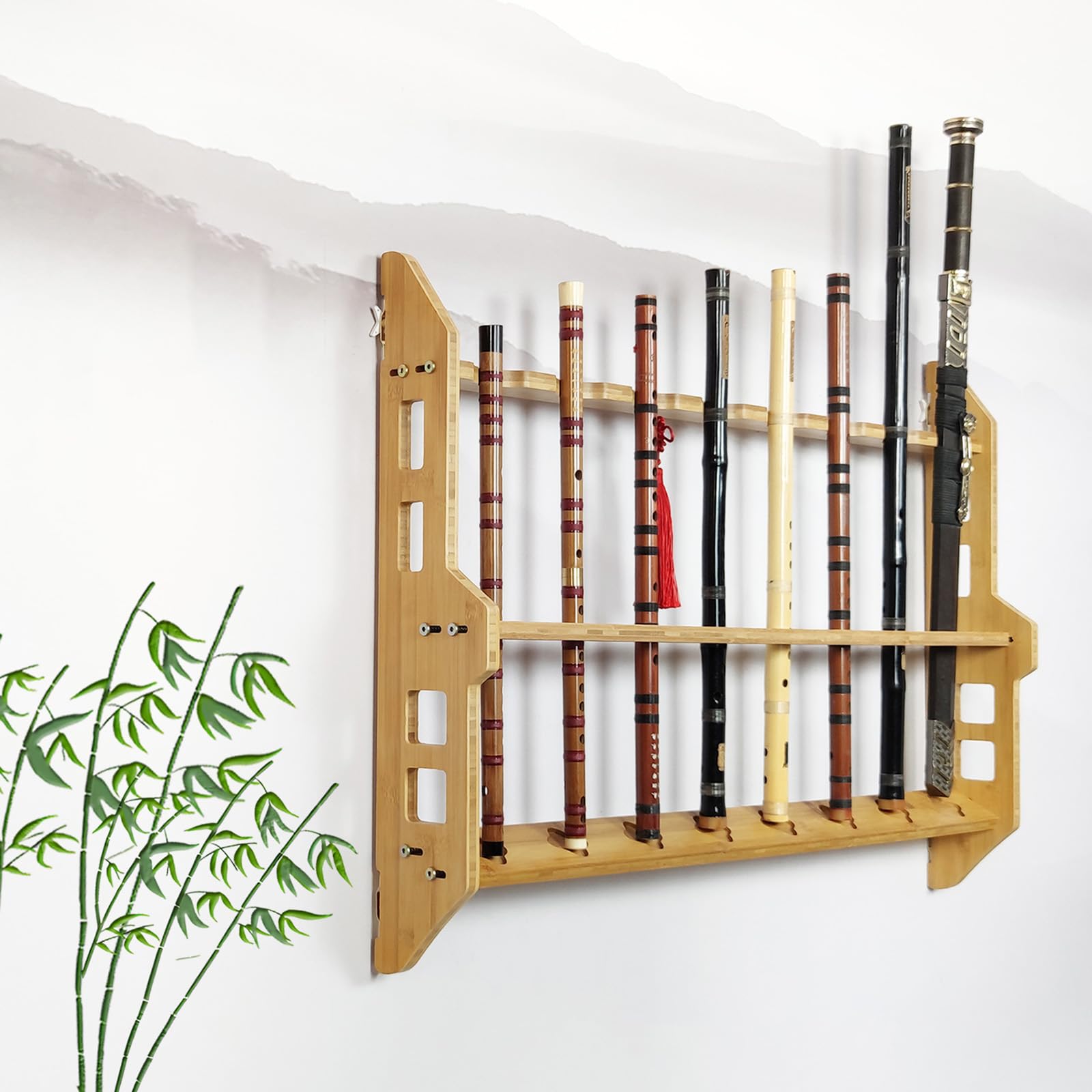 HJHUUA Witte muur gemonteerde zwaardhouder, houten display rek, wapen
