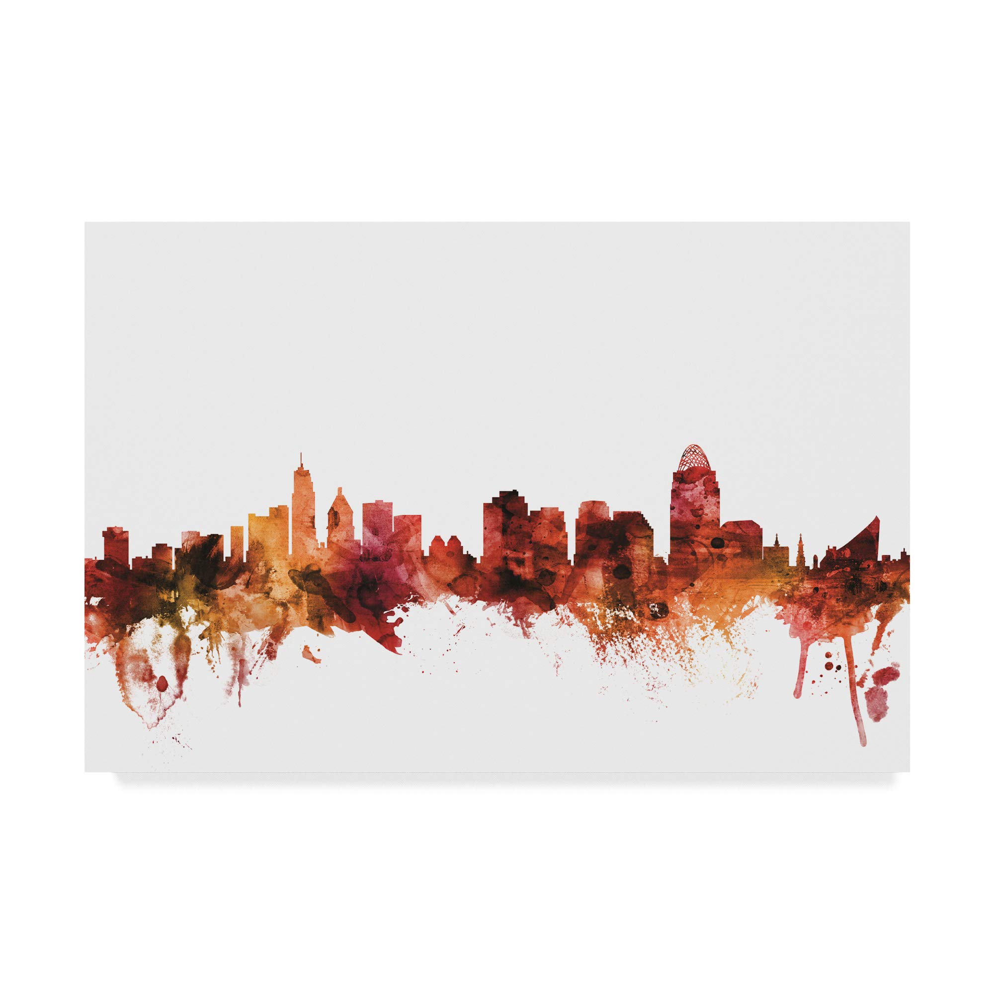 Trademark Fine Art Cincinnati Ohio Skyline Red by Michael Tompsett