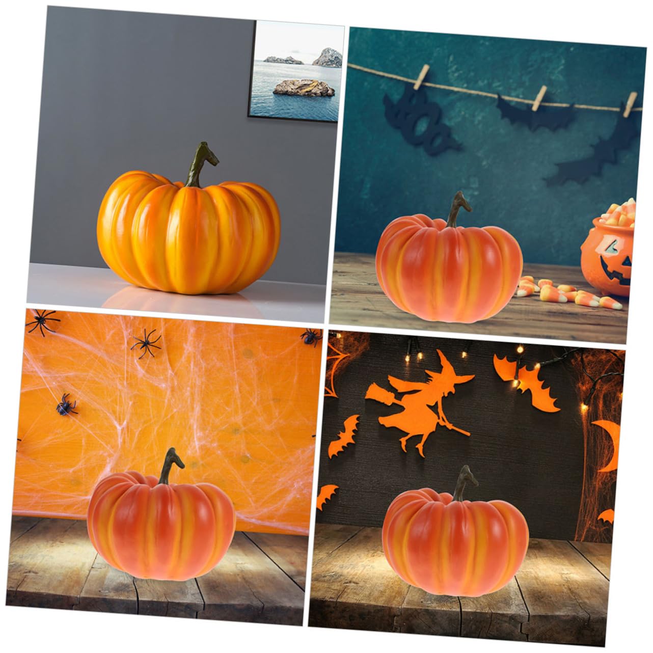 VANZACK Künstlicher Kürbis aus Kunstharz mit Realistischer Form und Handgefertigtem Design Dekorative Herbstdeko für Halloween Atmosphäre im Innen und Außenbereich