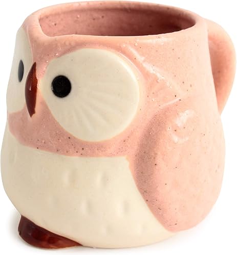Mino ware - Taza de cerámica japonesa con forma de búho, hecha en Japón (importación de Japón) CPM102 (rosa clavel)