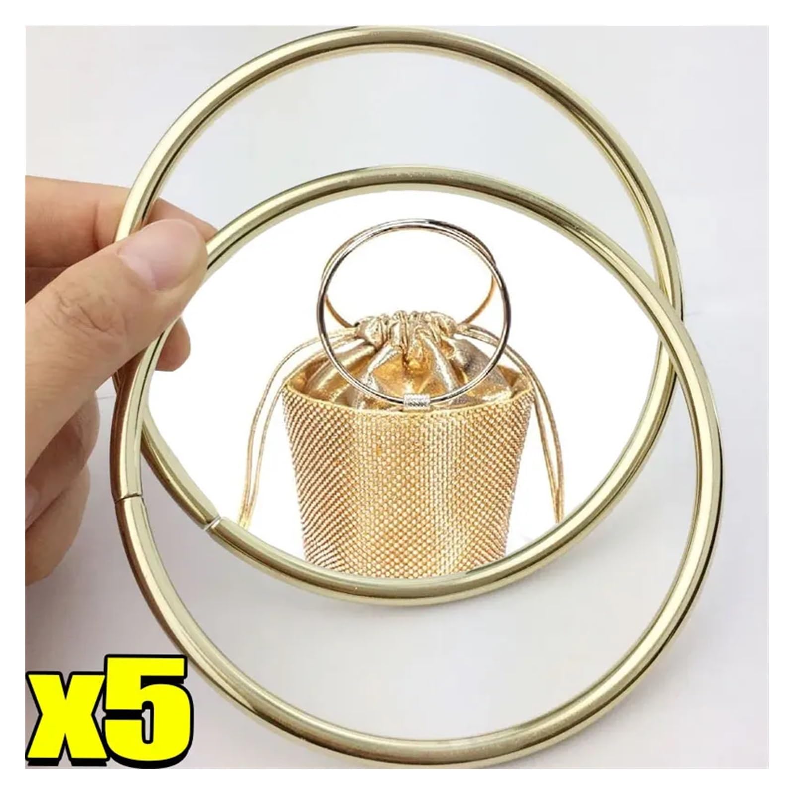 MRKU Asa de Madera para Bolso, Accesorios para Bolsos, Manualidades, Bricolaje, Redondo, 1/5 Piezas, Anillo de Hierro Redondo de Metal, Repuesto para Estuche de Mujer para Bolso
