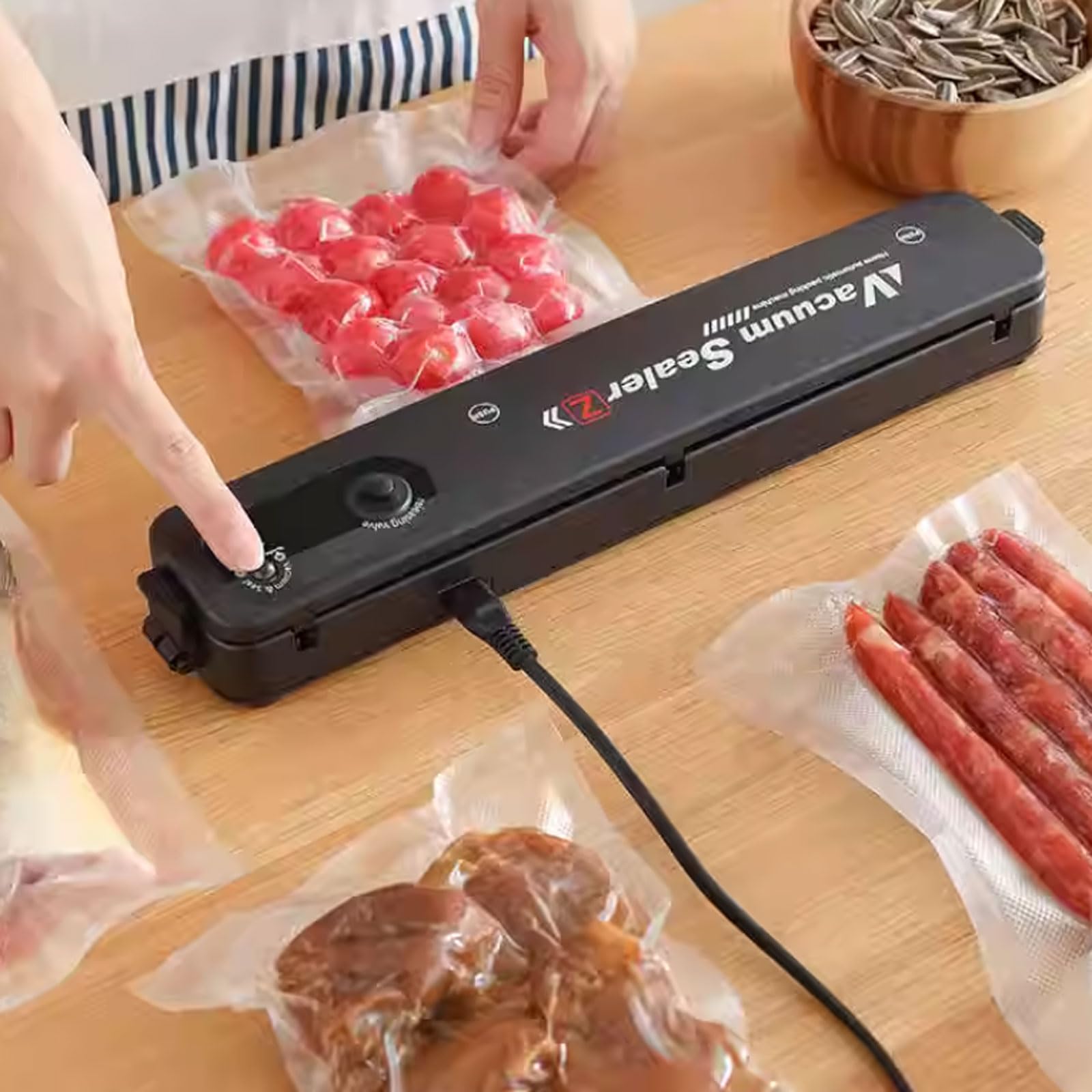 Selladora al vacío, Selladora portátil y compacta for conservas, totalmente automática, ideal for uso doméstico en la cocina
