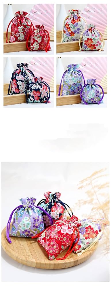 Amazon.co.jp: お守り袋 巾着袋 和柄 小 花柄 桜 和風 収納袋 24