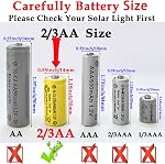 10 Nombres 1.2V 2/3AA Taille 400mah NICD Batteries rechargeables, 2/3AA Batterie solaire de haut-bouton (plus courte que AA Taille) pour lumières extérieures de jardin solaire