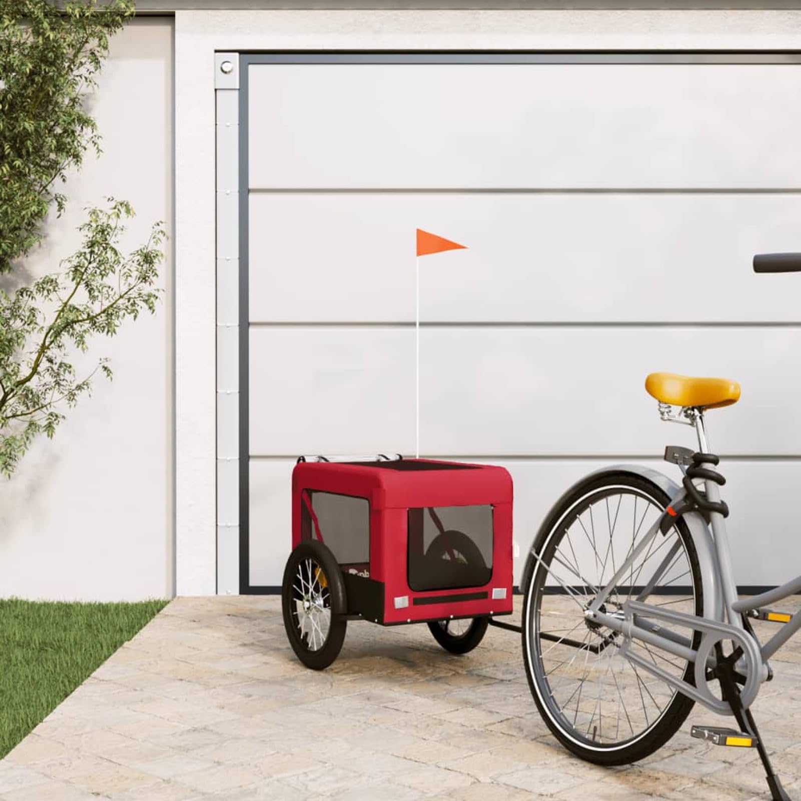 Vopese Pet Bike Trailer, Foldable Pet Pushchair with Oxford Fabric and Iron Frame, 24L Capacity for Small Dogs and Cats