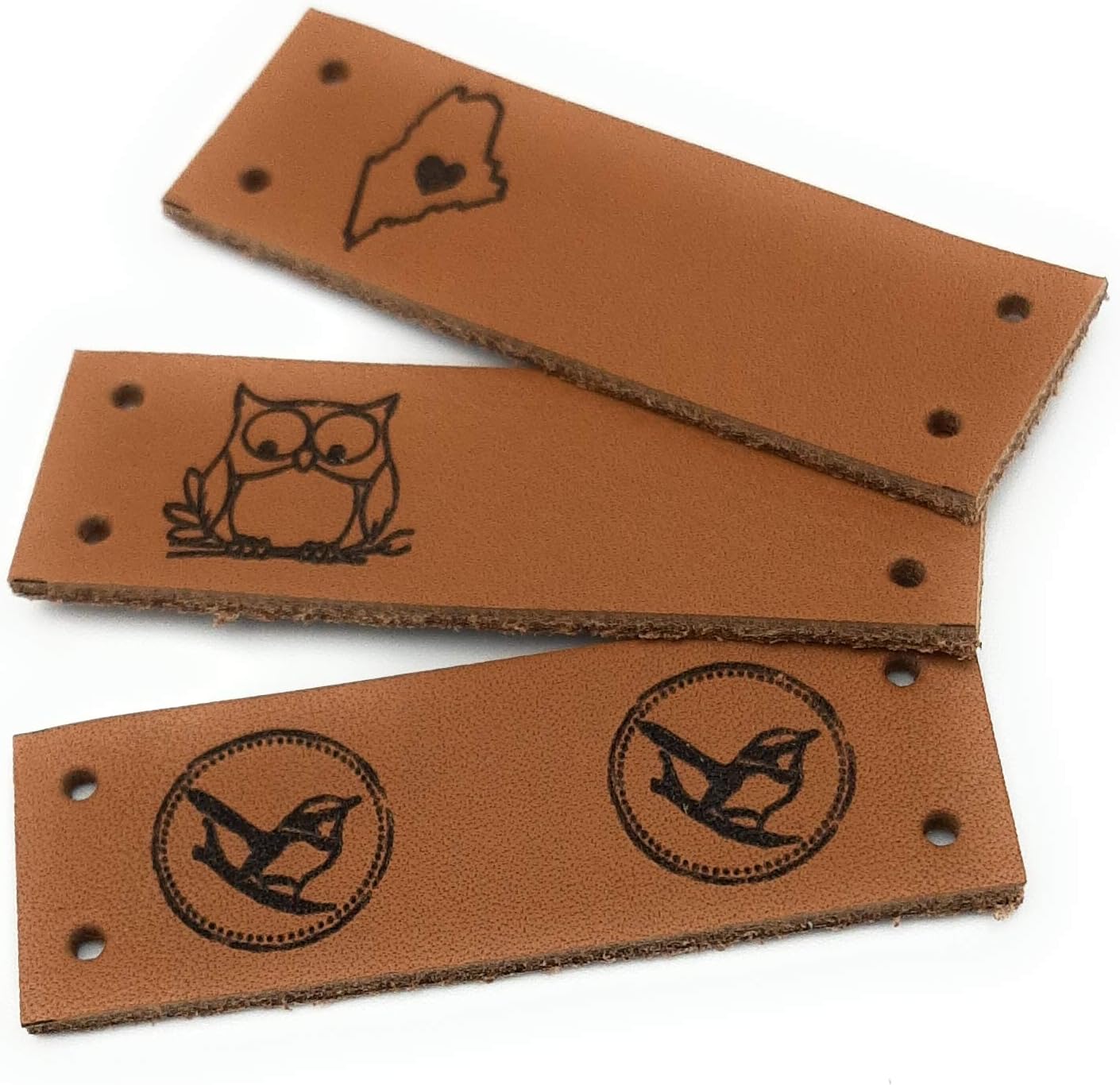 Folding leather labels, knitting labels, personalized logo labels, crochet labels, custom made logo labels, branding leather tags, set of 25