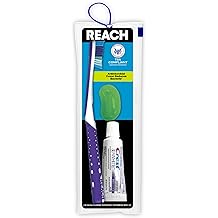Reach Ultraclean Travel Kit Toothbrush with Toothbrush Cap and Toothpaste, Multi-Angled, Soft Bristles, TSA-Airport Friendly, Resealable, Portable and Reusable Bag