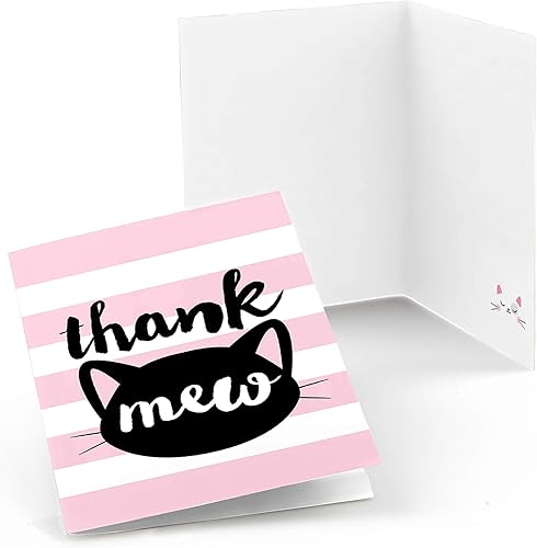 Big Dot of Happiness Purr-fect Kitty Cat - Tarjetas de agradecimiento para baby shower o fiesta de cumpleaños (8 unidades)
