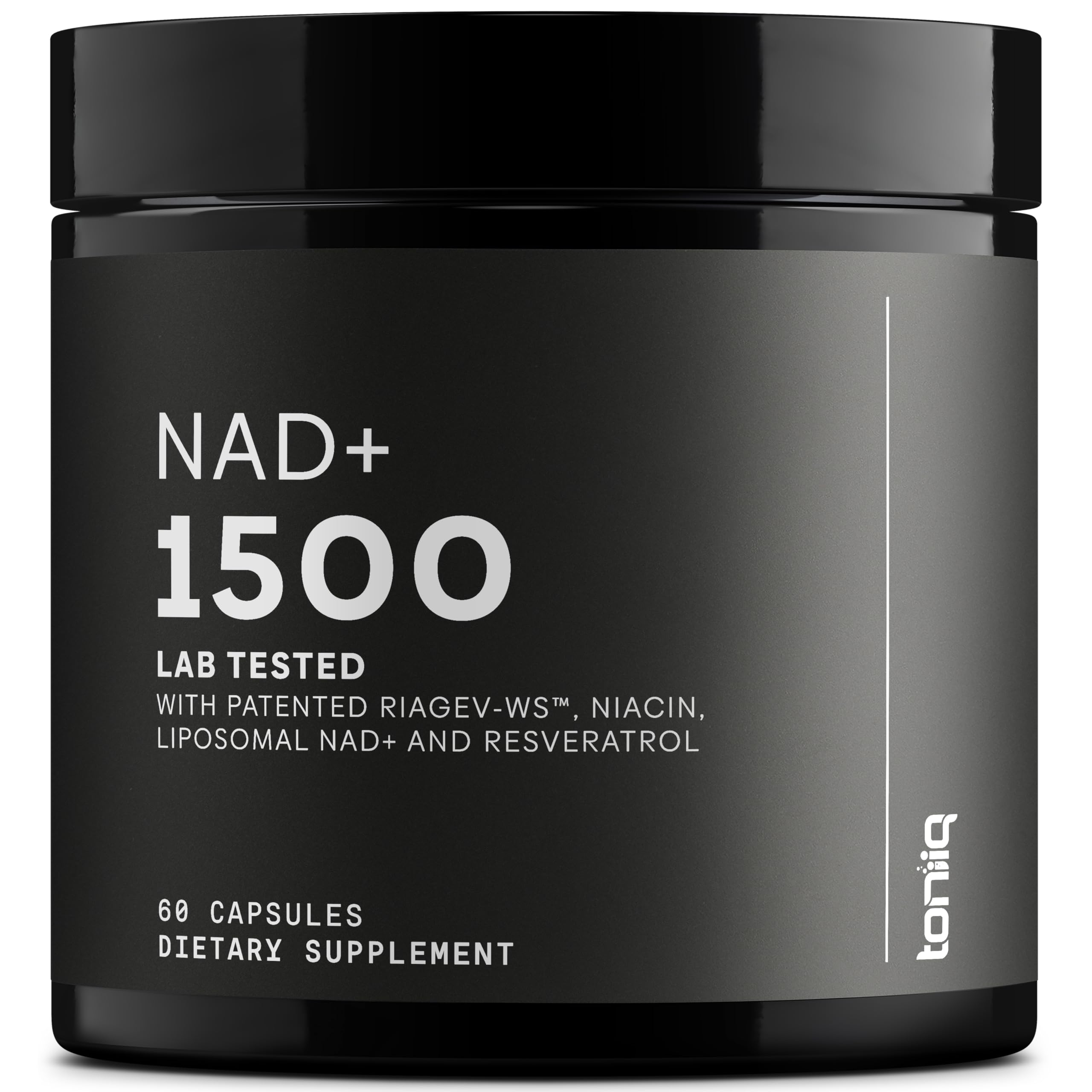 Toniiq Liposomal NAD+ and Resveratrol Supplement - 1500mg Ultra High Strength NAD Supplement - Clinically Studied Ingredients with Patented RiaGev-WS™, Resveratrol, and Niacin - 60 Capsules