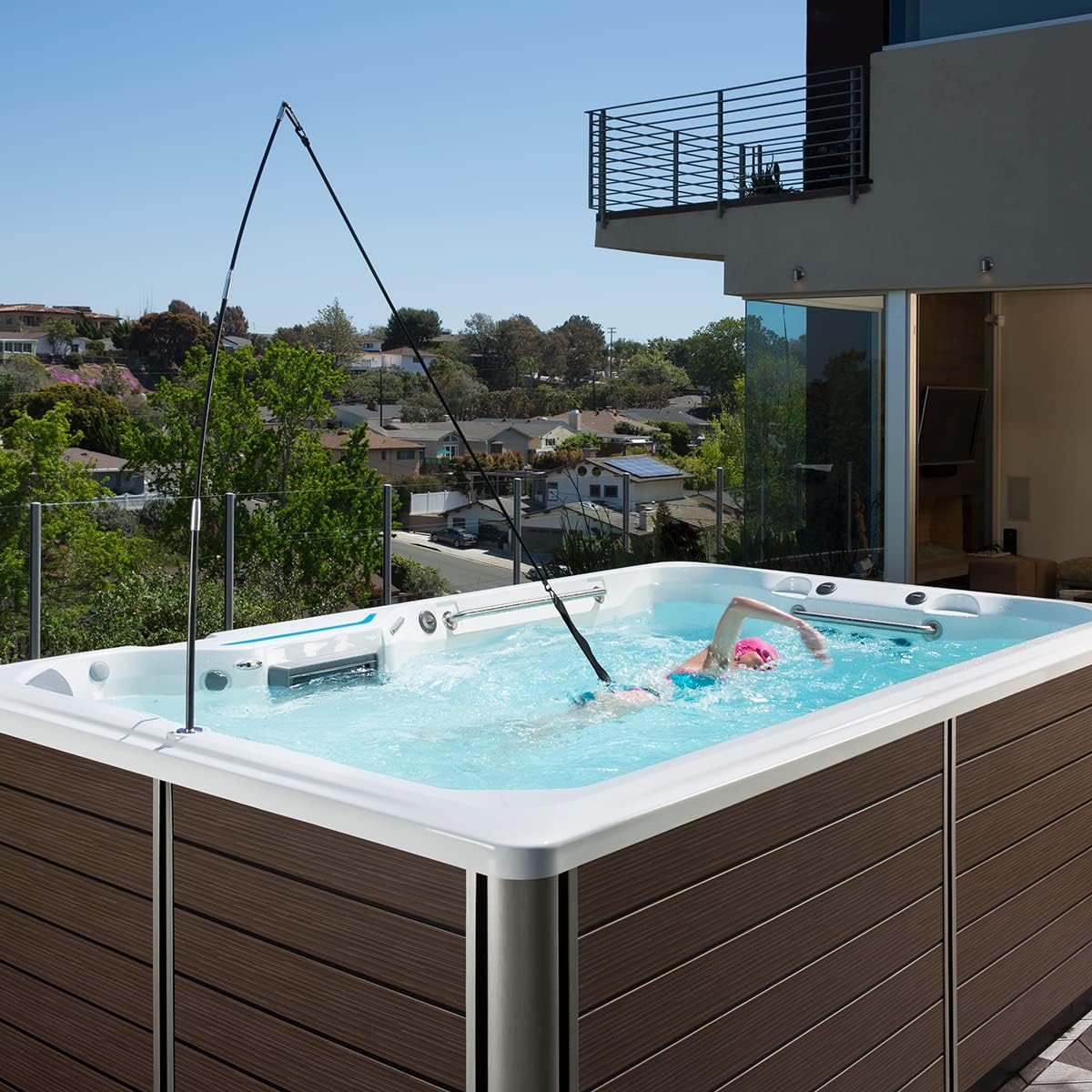 Swim Tether ST3 Home Swim Trainer – Stationary Swimming Belt for Small Pools – Swim in Place for Full‑Body Workouts & Cardio Exercise at Home