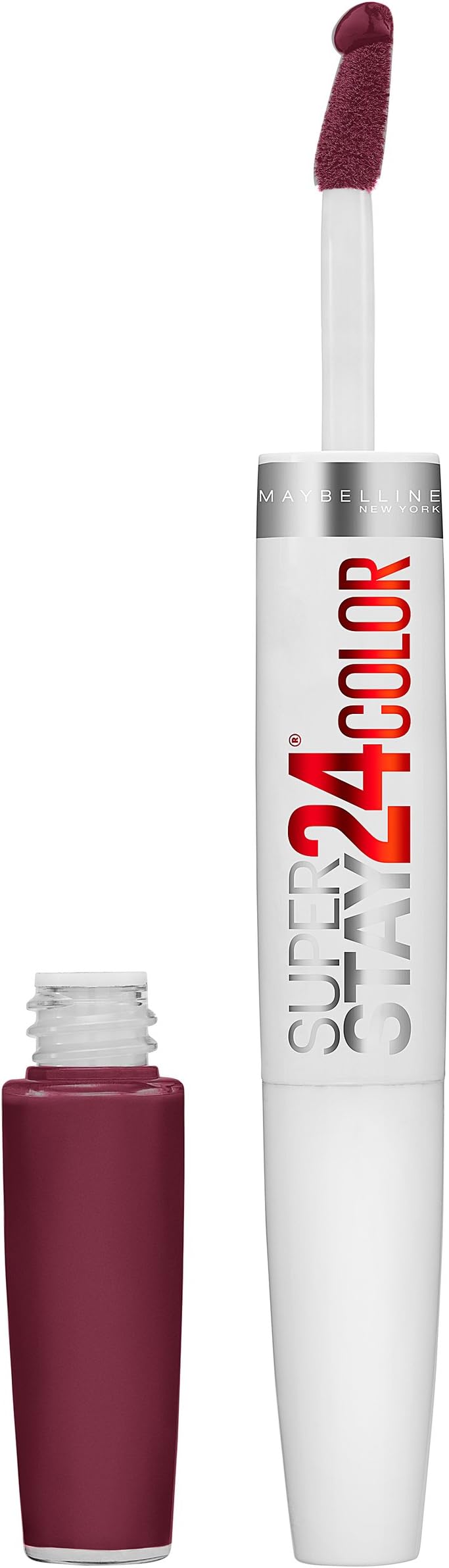 Maybelline Super Stay 24, 2-Step Liquid Lipstick Makeup, Long Lasting Highly Pigmented Color with Moisturizing Balm, Merlot Armour, Red, 1 Count