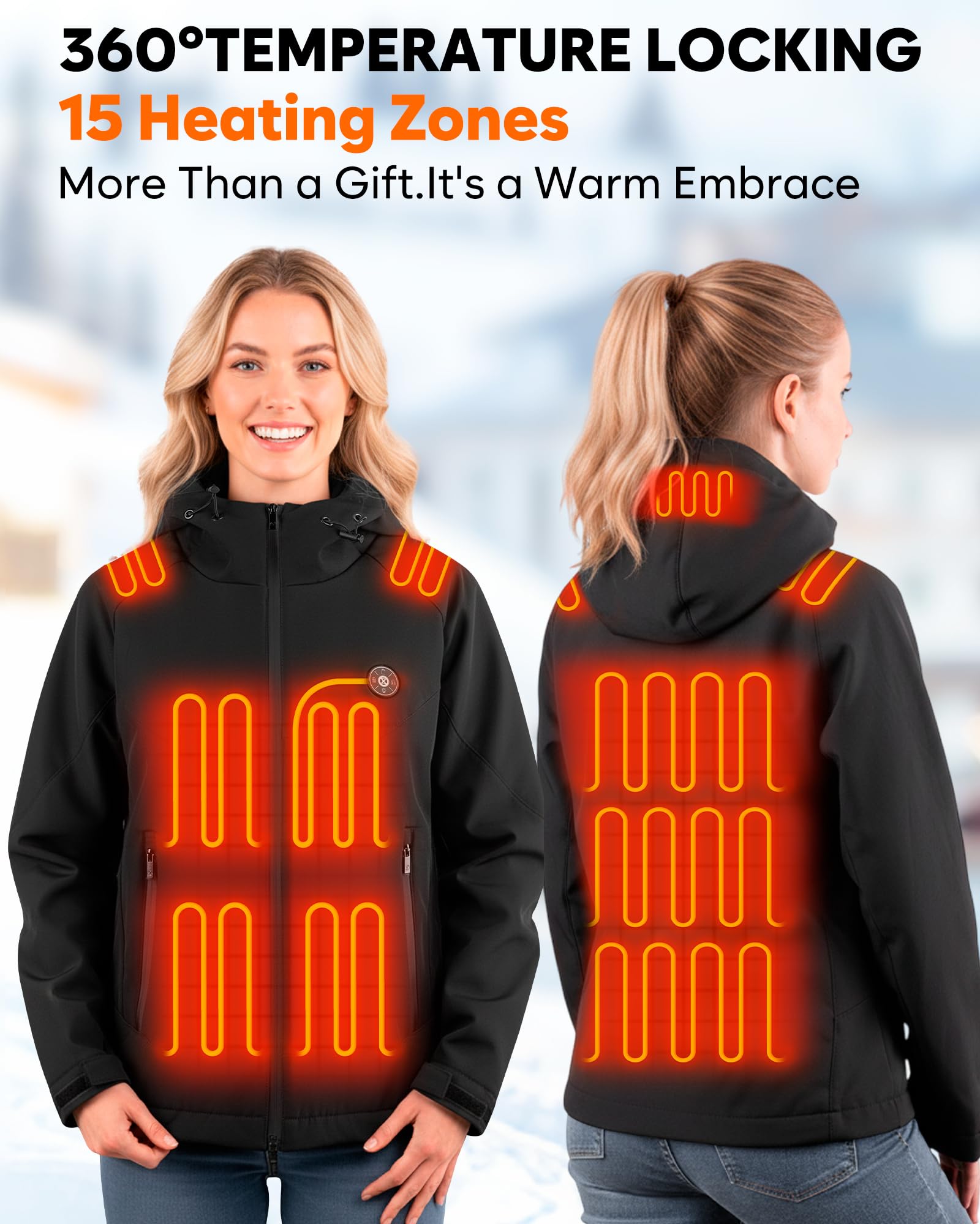 Veste chauffante pour femme avec chauffage extérieur noir