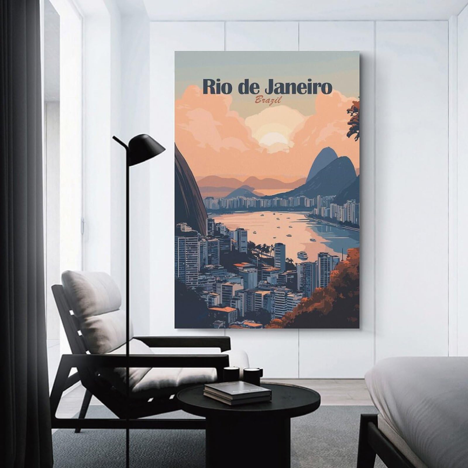 Junmoney Rio De Janeiro Cityscape Wall Picture Print 24x36inch(60x90cm), for Home Office, Desk Area Or Studio, Home Office Artwork with Decorative Appeal