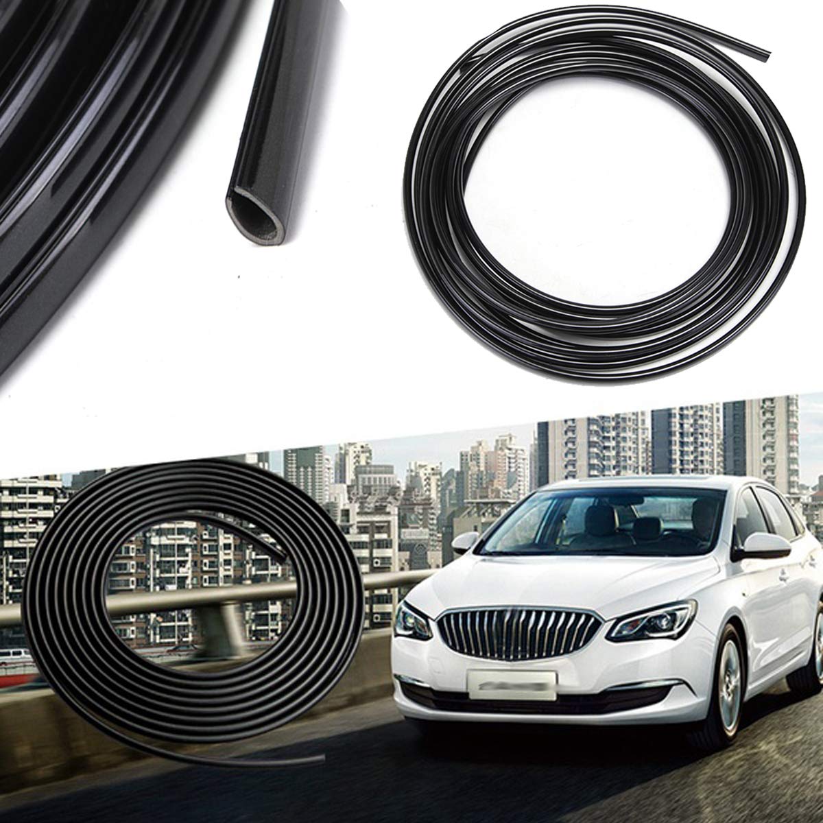 Luckgo5m Rubber Car Interior Moulding Trim Strip Black Flexible Decoration Dashboard Door Edge Line