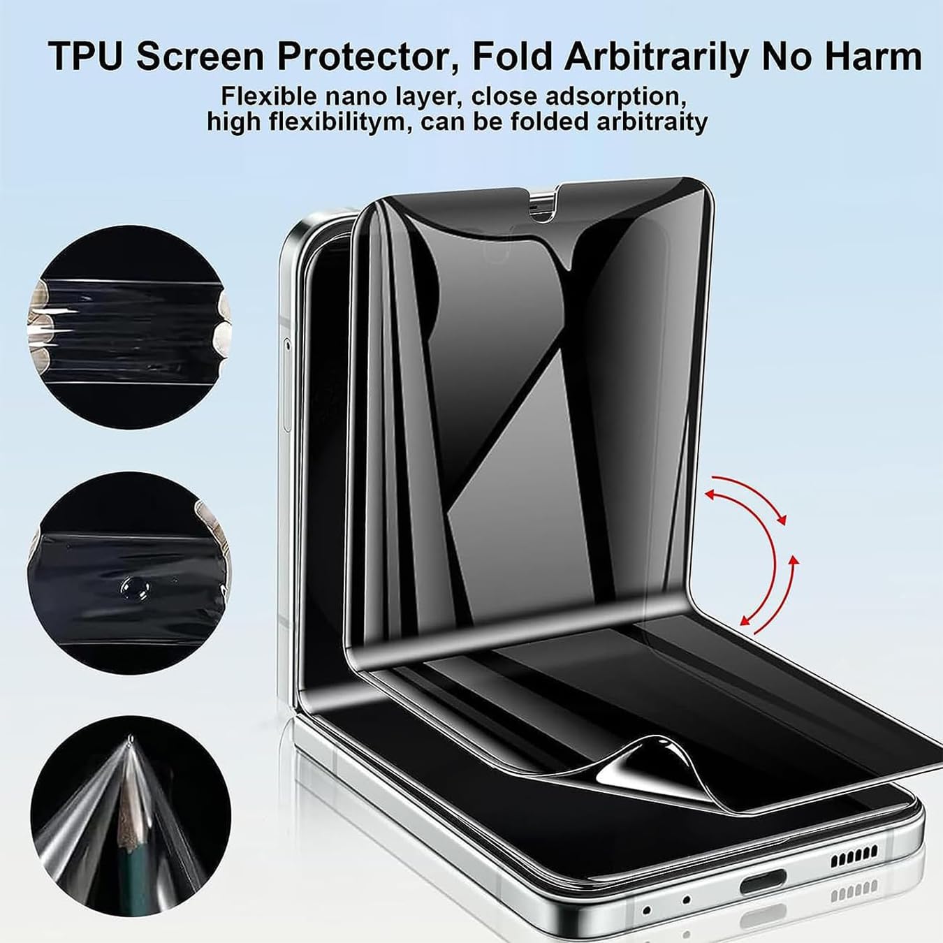 Protector de pantalla de privacidad para Motorola Razr+ / Plus 2025 [sensible al tacto], 1 paquete de protector de pantalla mate interior y película mate externa, compatible con fundas