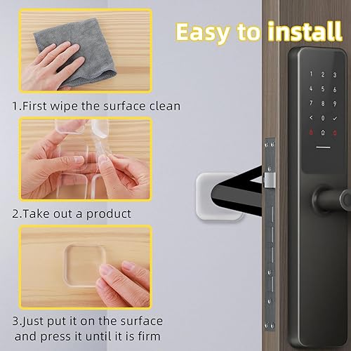 Miniatura 7 de 6 protectores de pared para tope de puerta, protectores de pared cuadrados transparentes para pomos de puerta, absorbentes de golpes, autoadhesivos,