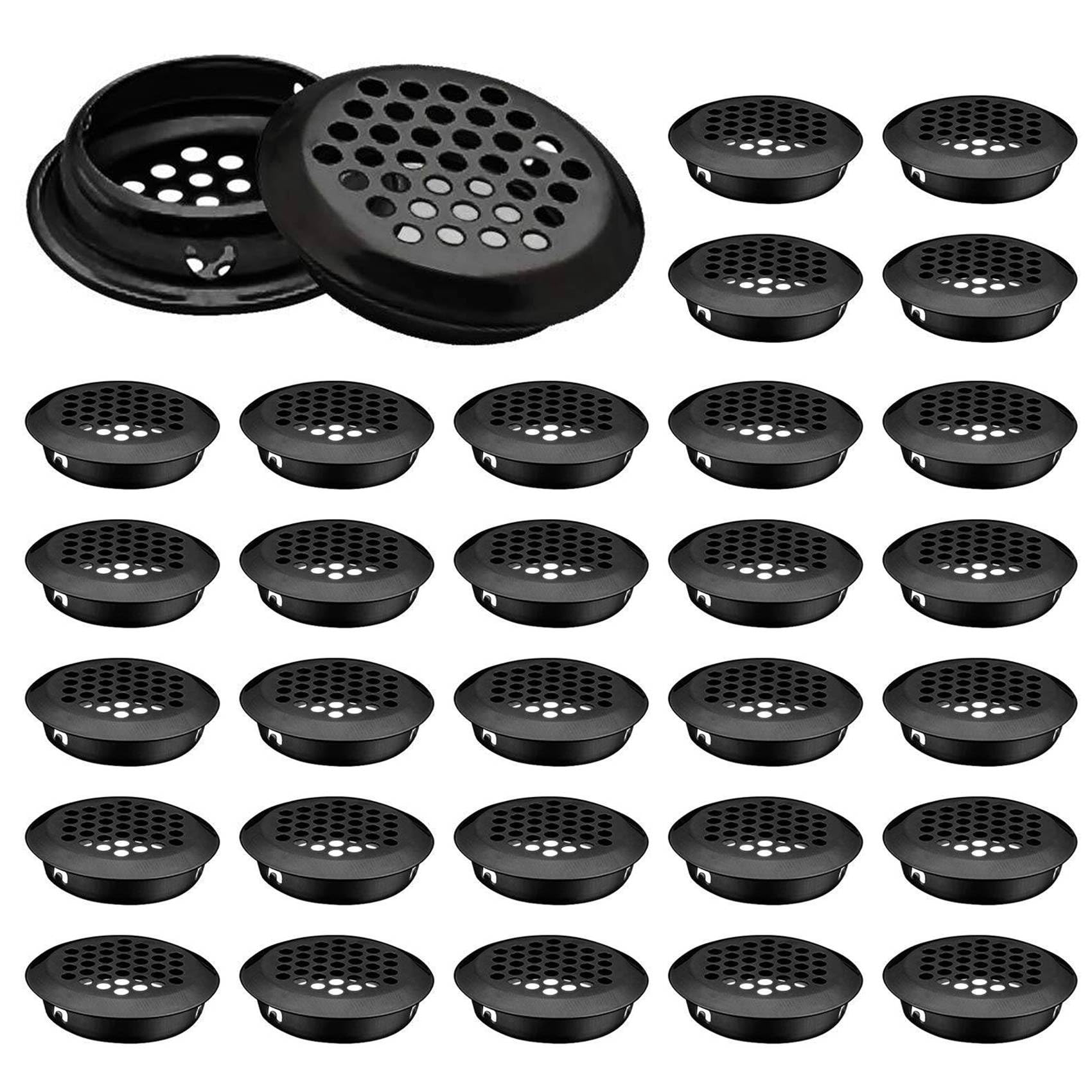 Jnchdghwa Black Air Vent Louver, 100Pcs 35Mm Stainless Steel Round Mesh Hole Circular Soffit Vent For Wardrobe Drawer Bookcase Kitchen
