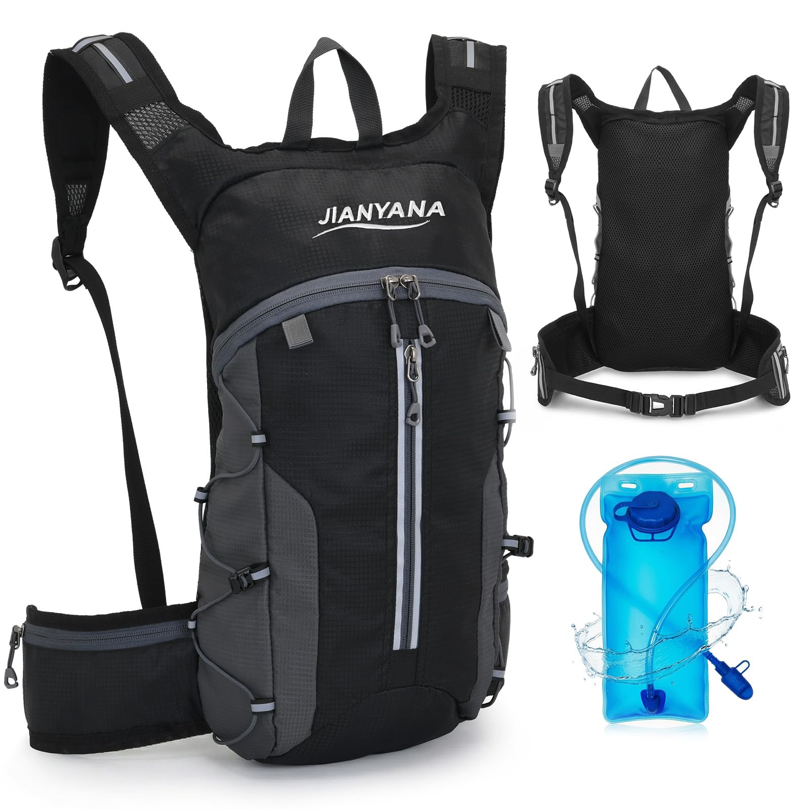 JIANAYANA 2L Hydration Backpack,Foldable Packable Water Bladder Backpack,Ultra-Light Breathable Design with Helmet Net,Foldable storage,for Hiking,Cycling, Running,Commute,Camping,Mountain Climbing