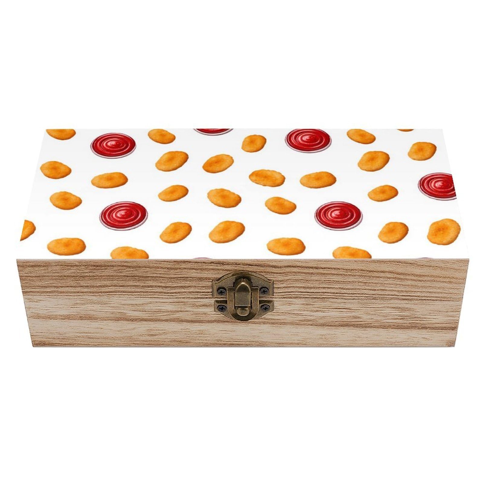 HLBSDM Chicken Nuggets Fried Food Wooden Storage Box