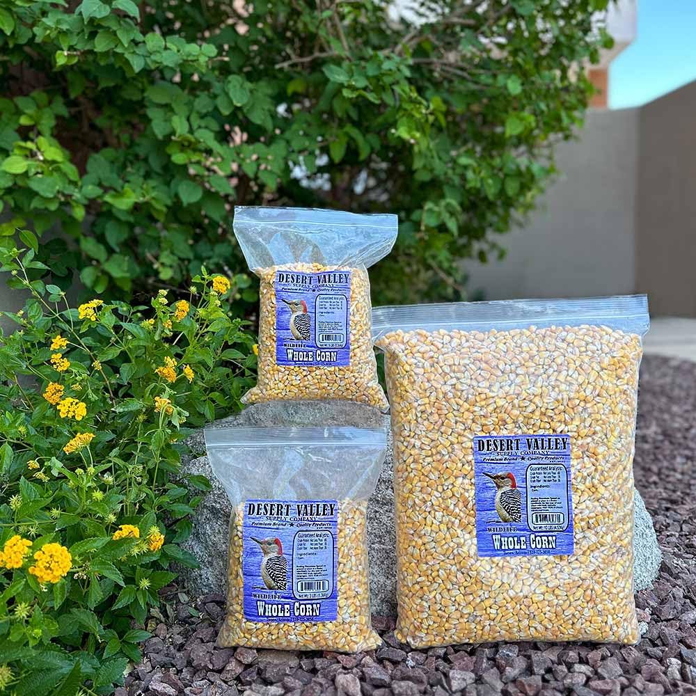 Desert Valley Whole Corn, Premium Wild Bird and Wildlife Food for Squirrels, Deer, Raccons, Ducks, Geese, Jays and More (10 Pounds)