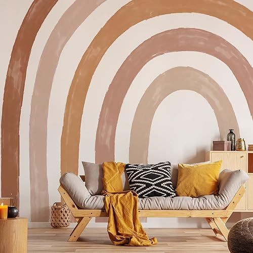 Miniatura 4 de funlife Adhesivos murales de pared de arcoíris grandes de tela, calcomanías de pared precortadas de arco iris para dormitorio de niñas, decoración