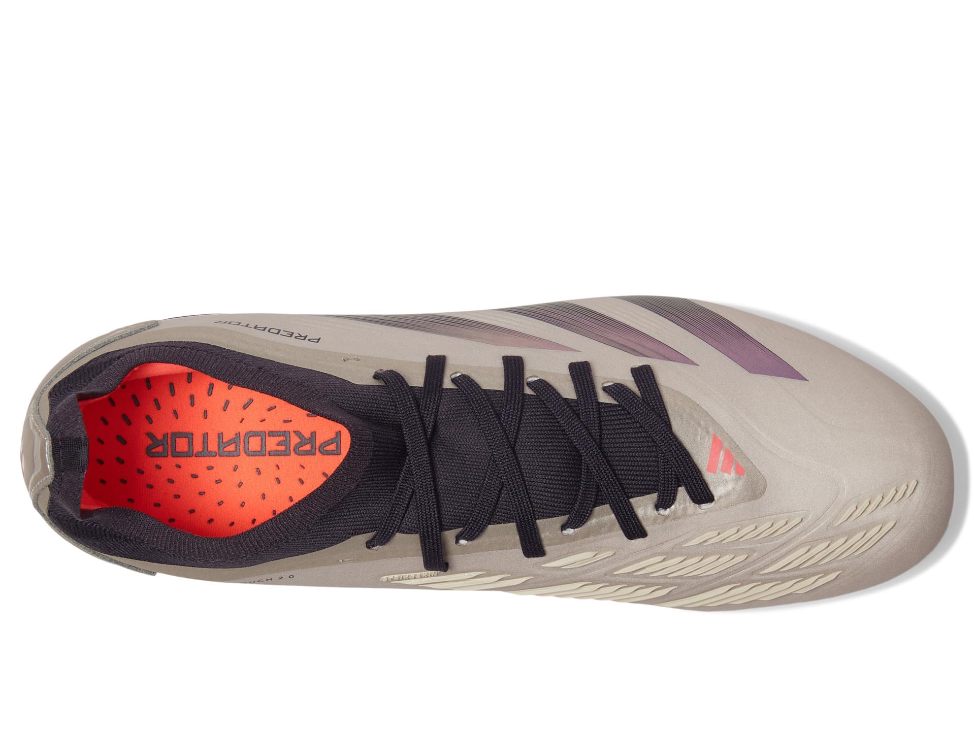 adidas Unisex Predator Pro Firm Ground Sneaker, Platin Metallic/Aurora Black/Turbo, 8.5 US Men