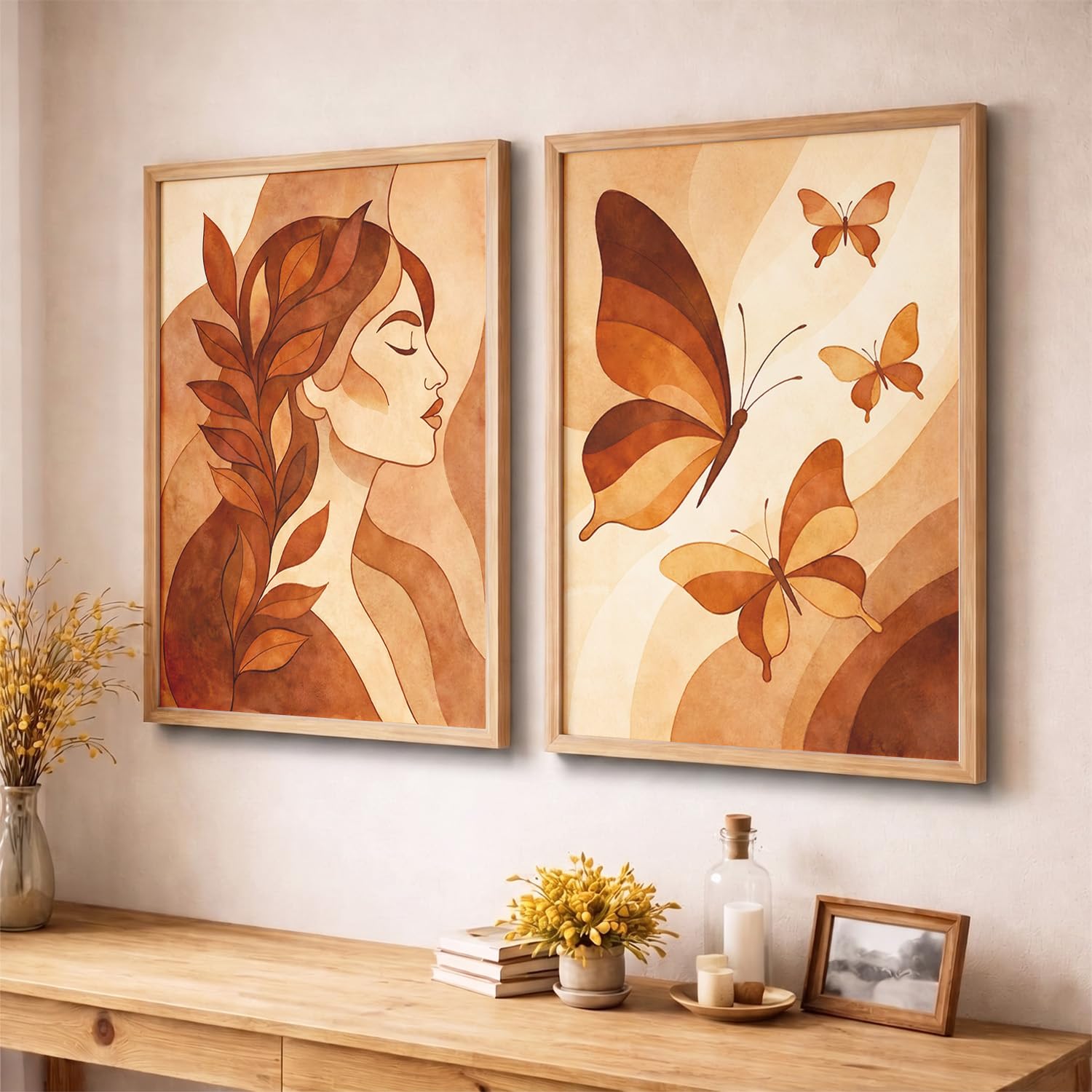 YANVEER Set of 2 Butterfly Framed Wall Painting for Living Room | Modern Aesthetic Butterfly Wall Art Frames | Nature Inspired Wall Decor for Bedroom, Hall & Office(10X13 inch)-image-17