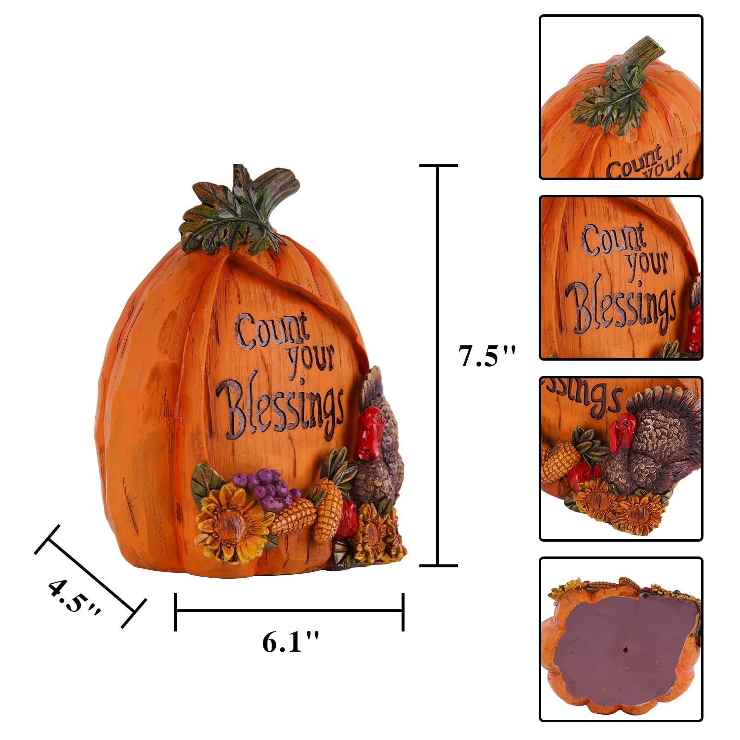 Décor De Citrouille En Résine Avec Chapeau De Sorcier - Sculpture D'automne/Halloween Pour Intérieur Et Extérieur