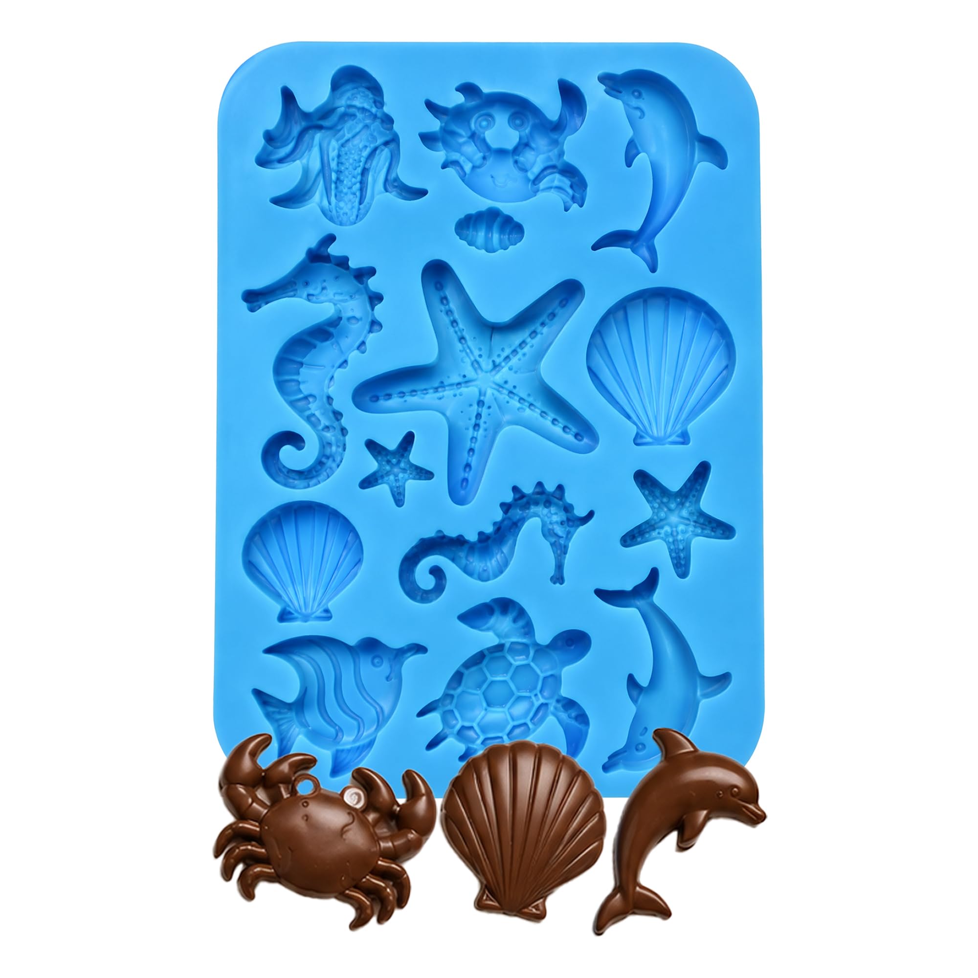 14 Cavity Ocean Theme Silicone Chocolate Mould | Sea Animal & Seashell Shape | Food Grade BPA-Free Flexible Non-Stick Reusable Mold for Chocolate, Candy, Jelly, Ice Cubes, Resin & DIY Crafts-image-33