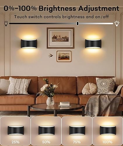 Miniatura 2 de Lightess Moderno juego de 2 apliques de pared regulables para interiores para dormitorio, pasillo, sala de estar, 3000 K, blanco cálido