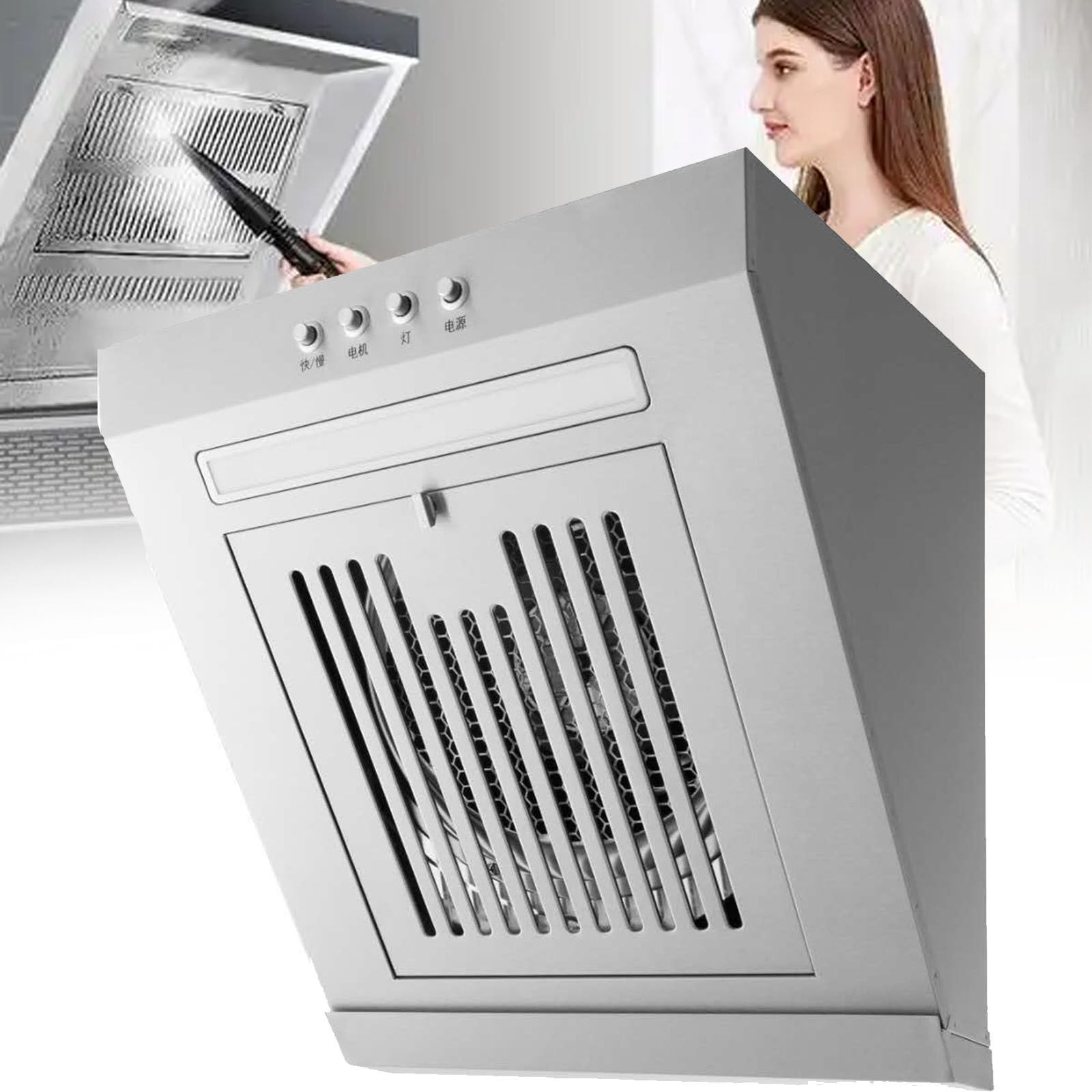 Okapy kuchenne, mały okap ze stali nierdzewnej, 230 W boczny okap kuchenny z diodą LED, 17 M³/min, dioda LED, 400 mm/600 mm ścienny wentylator wyciągowy,600mm