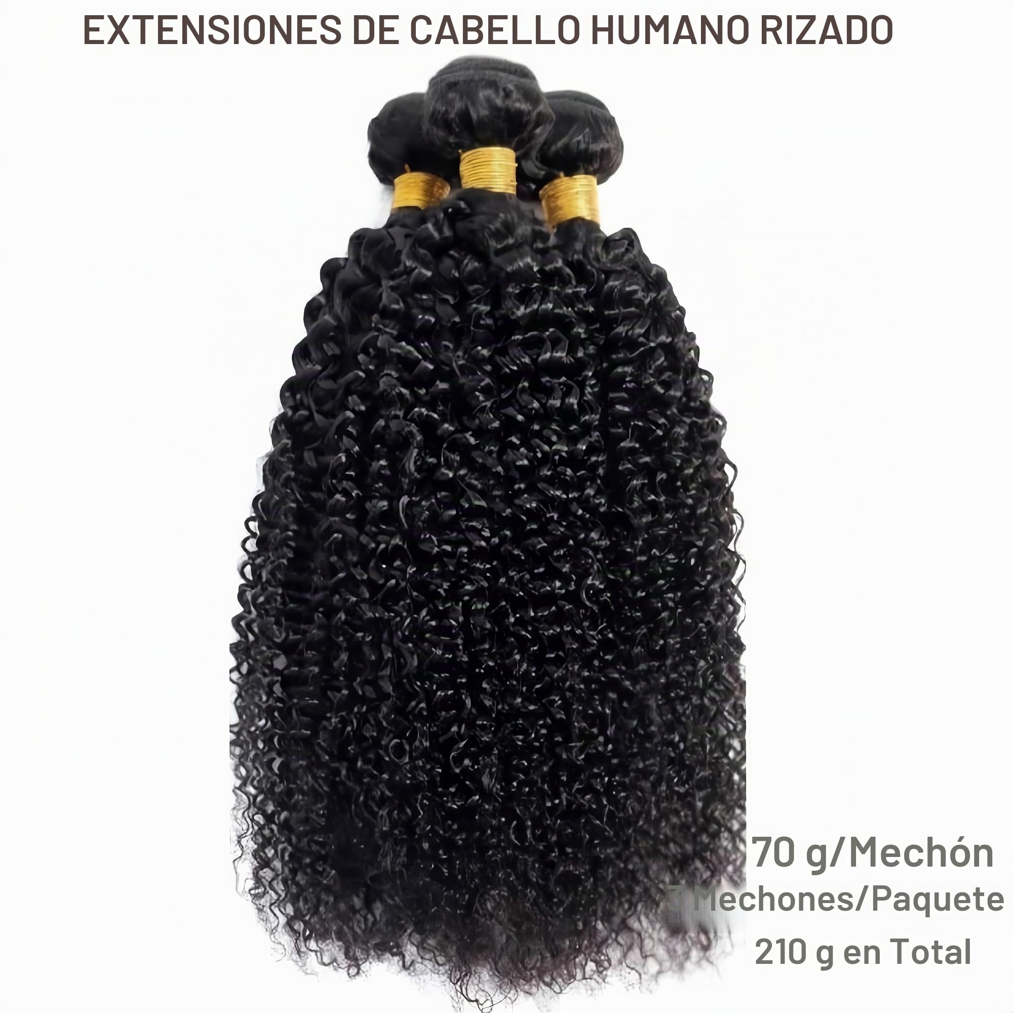 Kinky Curly Bundles Human Hair Natural 14 16 18 Pulgadas Human Hair Bundle 100% Unprocessed Brasileño Virgen Cabello Mechones 3 Bundles 210g Weave Extensions Negro Natural