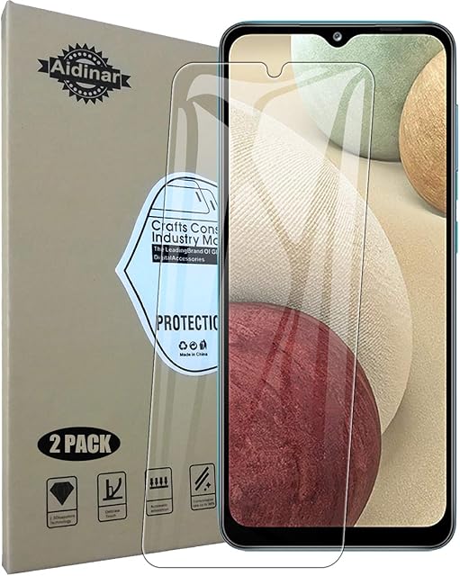 Aidinar.2 Packs,Screen Protector for Samsung Galaxy A12, Ultra-Thin 9H Hardness HD Clear,Samsung Galaxy A12 Tempered Glass Screen Protector