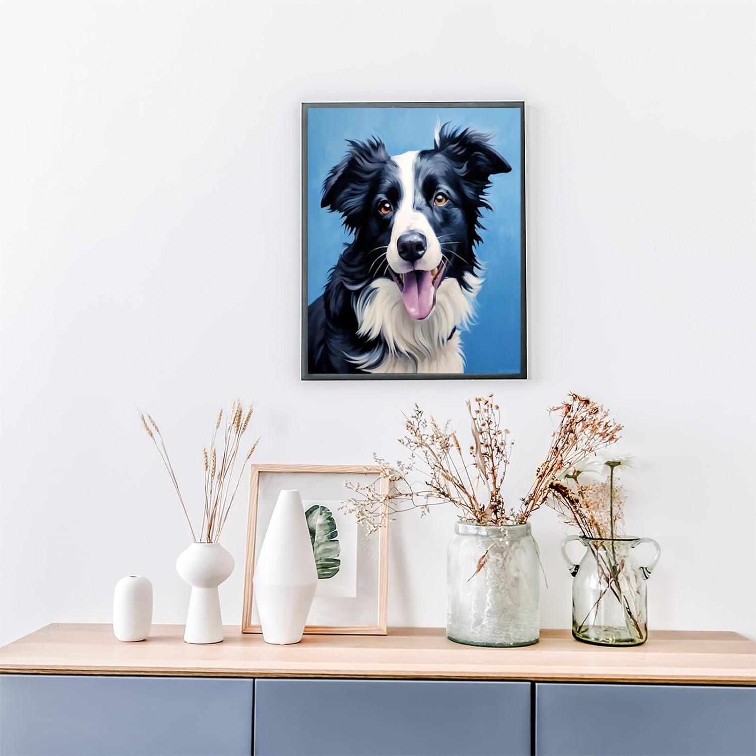 ZUVRDIAI Paint by Numbers for Adults Beginner, Oil Painting Style Border Collie, DIY Easy Oil Painting Kits Gifts for Dog Lovers, Pet Dog Painting on Canvas, 40x50cm, Without Frame