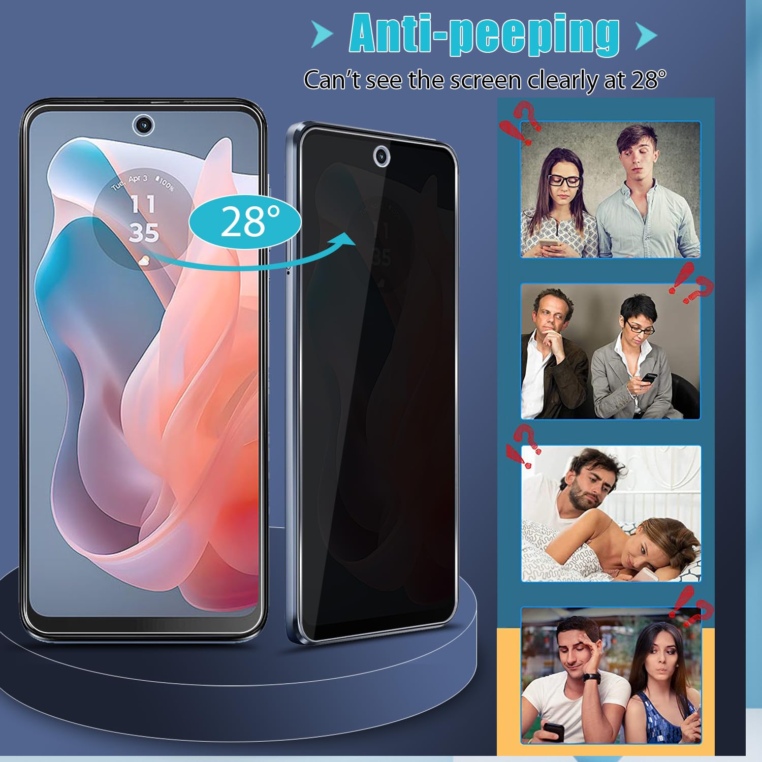 Motorola Moto G Play 2024 Anti-Spy Privacy Screen Protector - Ultra Slim Tempered Glass, 9H Hardness, Anti-Fingerprint