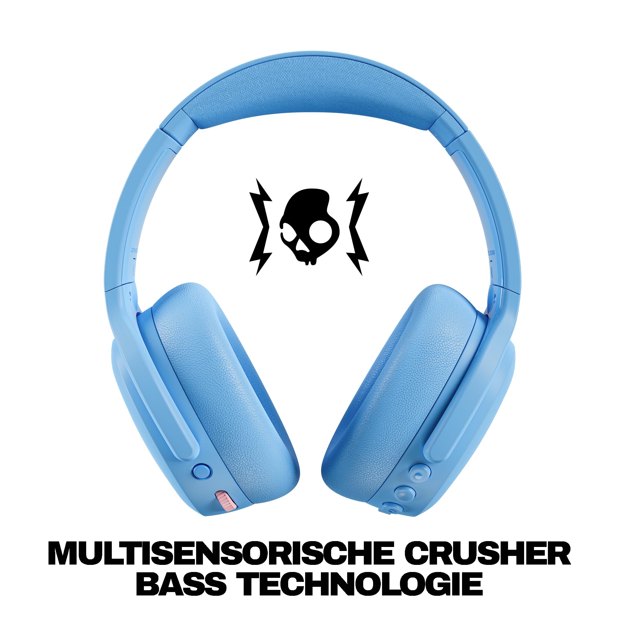 Skullcandy Crusher ANC 2 Wireless Bluetooth Over-Ear-Kopfhörer, Multisensorischem Bass, Active Noise Cancelling, 60 Stunden Akkulaufzeit - Hellblau