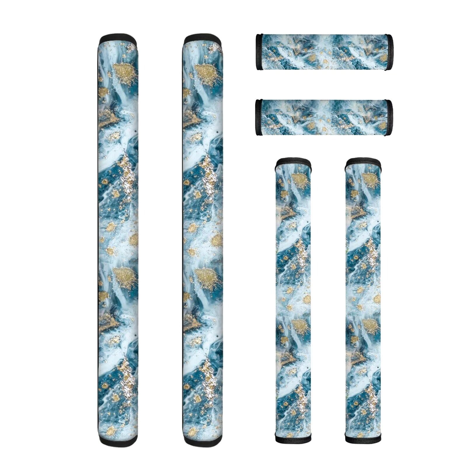 Refrigerator Door Handle Covers Set of 6, Antiskid Protector for Fridge Oven Dishwasher Keep Your Kitchen Appliance Clean from Smudges, Food Stains for Home Decoration, Blue Gold Marble