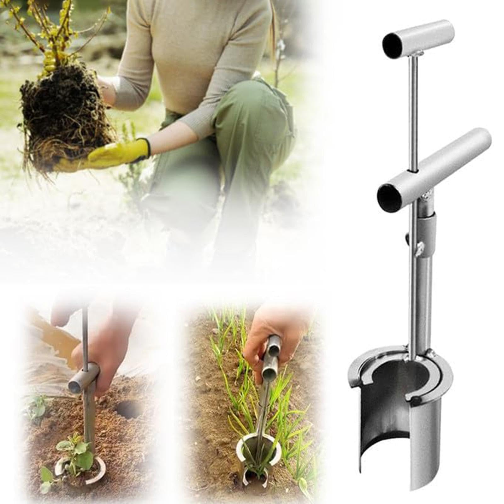 Piantatore Rapido A 2 Bocche ABREK – Per Piantine, Bulbi, Semi, Diametro Foro 7 Cm, Lunghezza 101 Cm