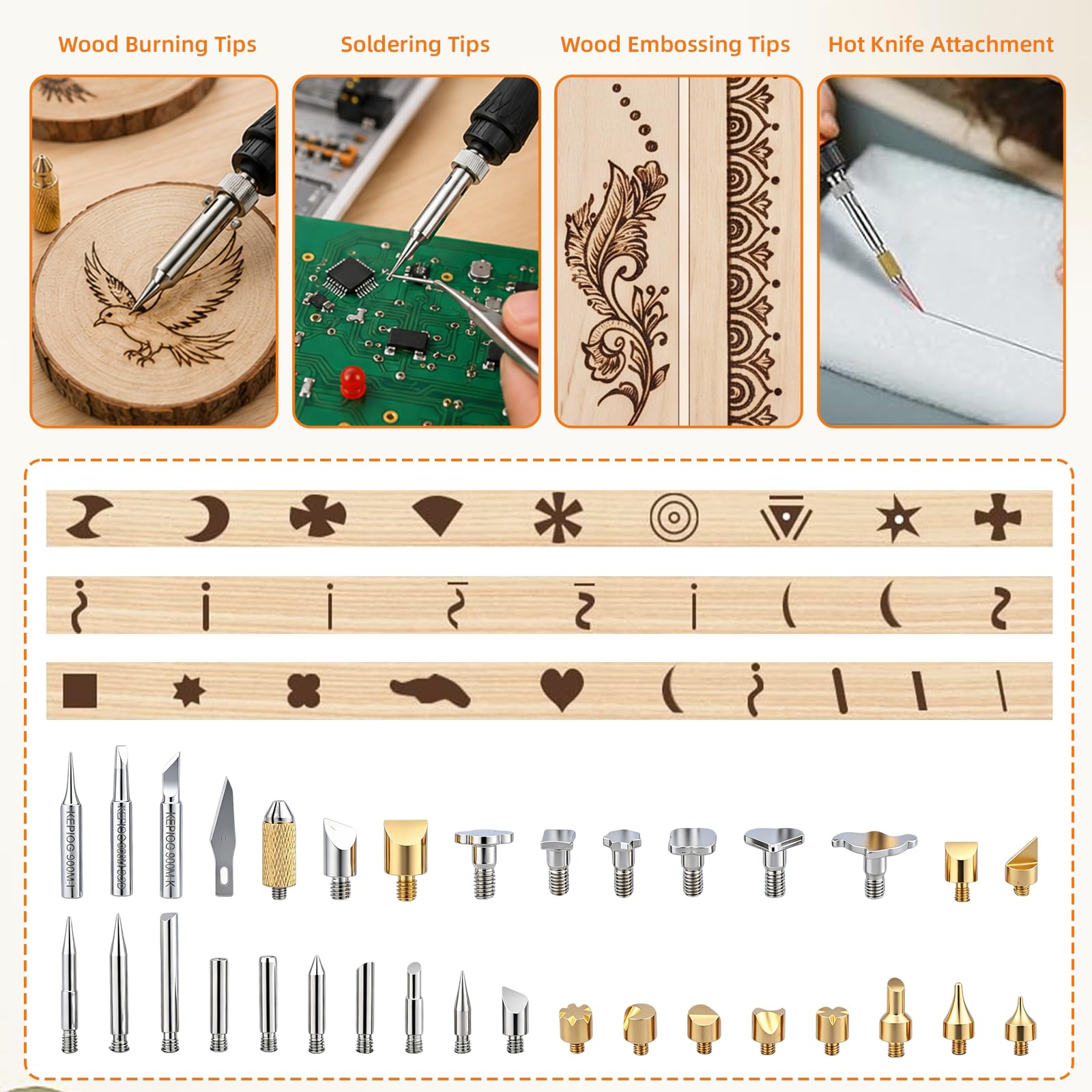 Carehabi Kit de Pirograbado para Madera, Soldador Pirograbador con Temperatura Ajustable 200℃-450℃, Lápiz Térmico para Madera, Cuero, Grabado y Soldadura, Kit de Regalo DIY para Manualidades y Pirogra