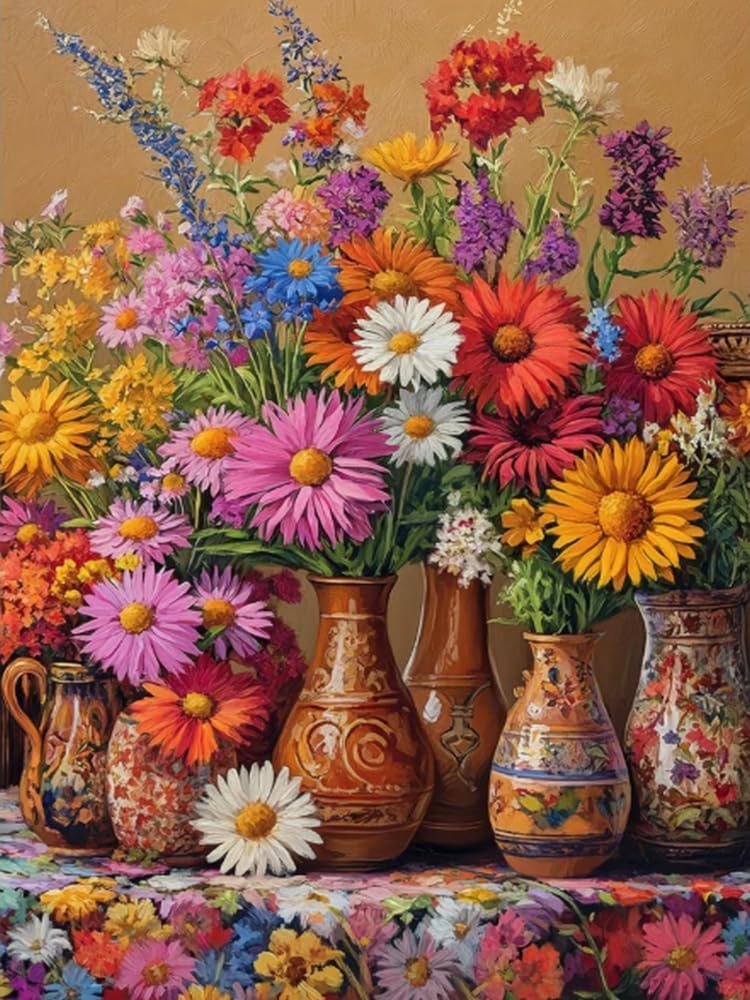 GLTEYACO Embroidery Cross Stitch Kit Flowers in a vase 11CT Stamped Cross Stitch Kits DIY Adult Beginners for Pre-Printed Needlepoint Crafts 40x50 cm