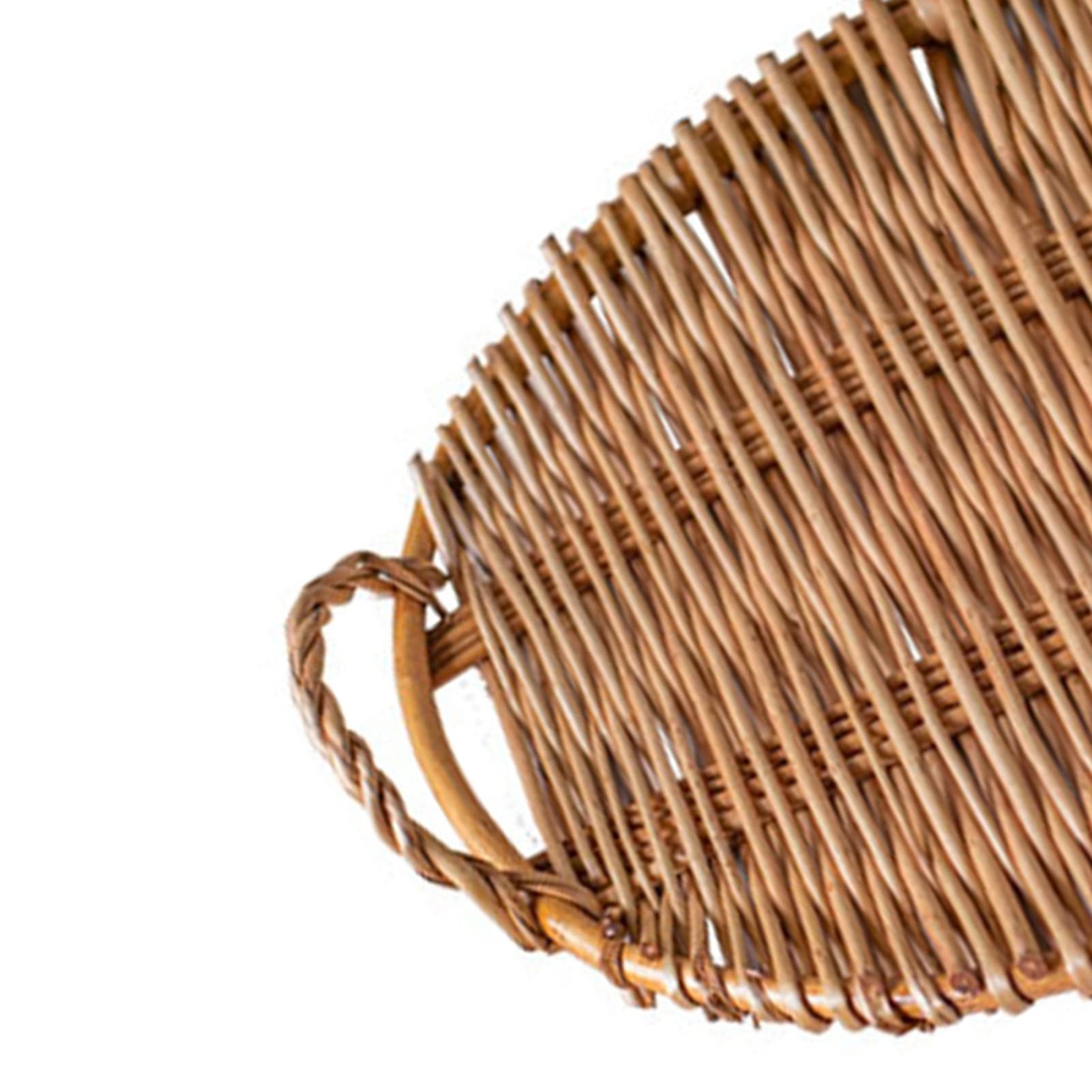 Vassoio Rotondo In Rattan YANGQIHOME – Portaoggetti Artigianale Stile Boho Con Manici, 34 Cm, Per Frutta, Pane E Café