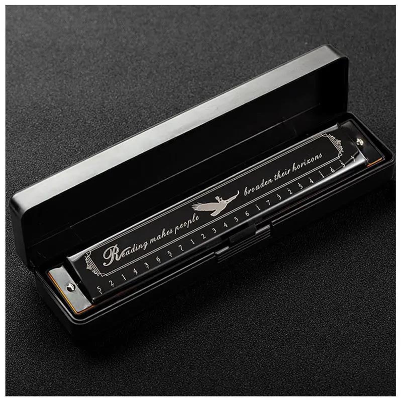mundharmonika set Tremolo Chromatische Kongsheng Mundharmonika 24-Loch Polyphonic C Professionelle Mundharmonika 24 Kong Sheng Mundharmonikas(Black)