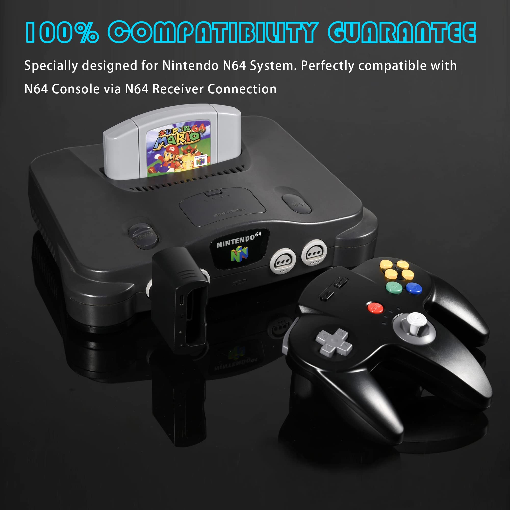 miadore N64 Switch Controller online per Switch 1 2/Console N64, Plug & Play,Ricevitore USB da 2,4 GHz e ricevitore N64,Controller wireless per PC Windows, MAC, Raspberry PI, Switch OLED/Lite(nero)