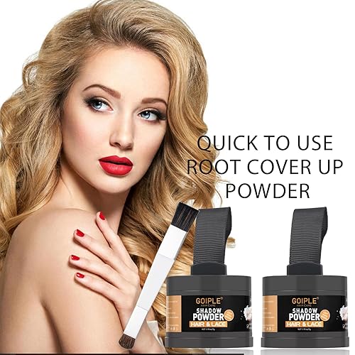 Miniatura 9 de Polvo de cobertura de raíces en polvo para mujeres, polvo de retoque de raíces para puntos calvos, cejas, línea de barba, fibras de cabello rubio