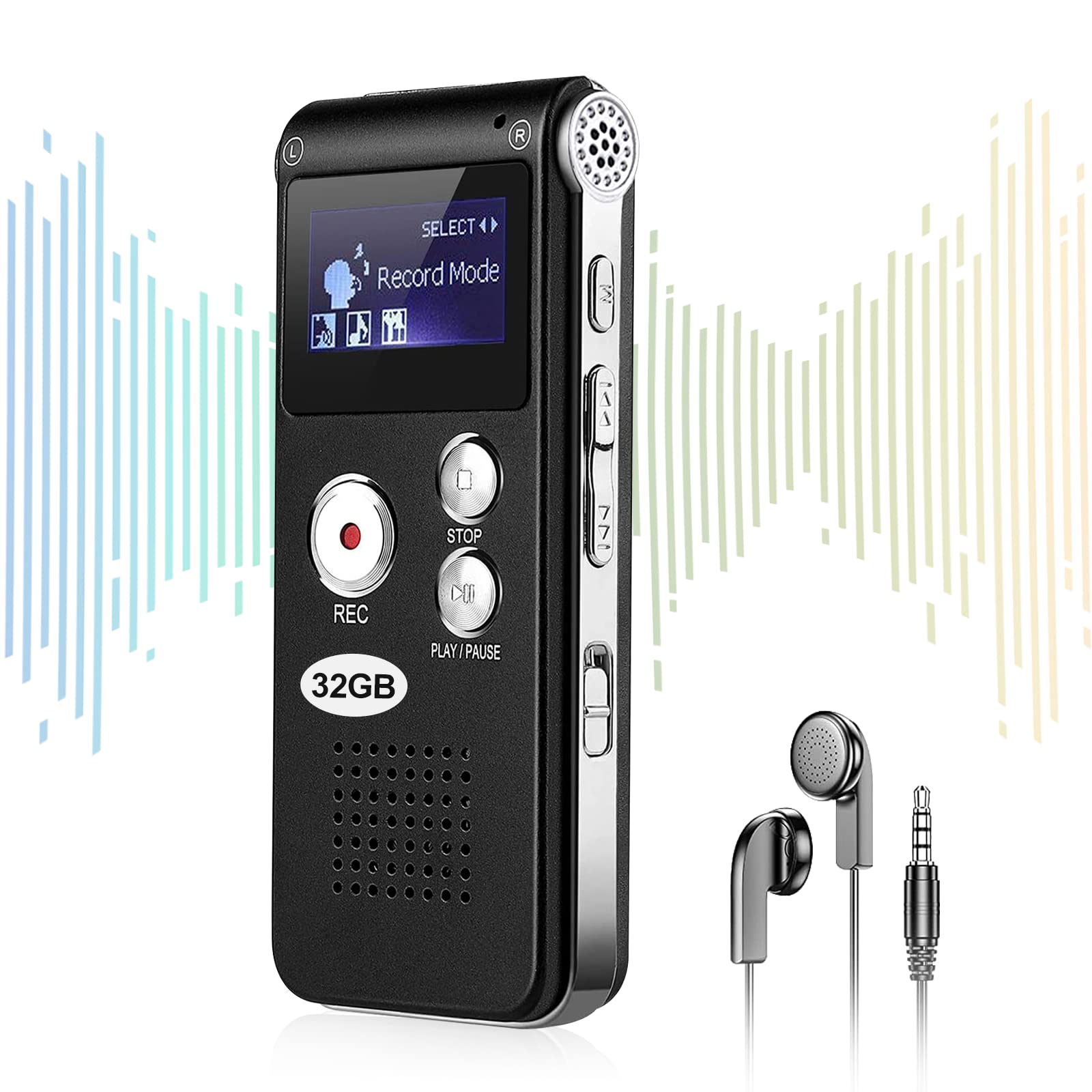 Enregistreur Vocal HD 192kbps Avec Double Micro - Réduction De Bruit, 32 Go, Portable Pour Cours & Réunions